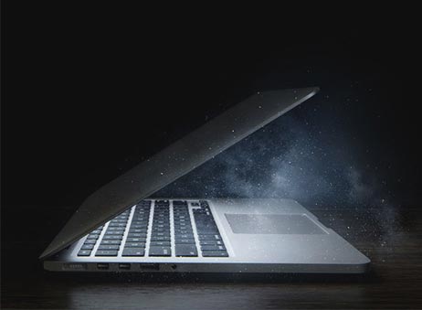 Laptop opening with light effects
